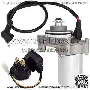 3 Bolt Starter Motor with Line & Solenoid Starter Relay for 125 110 100 90 70 50 cc 4 Wheeler ATV Dirt Pit Bike Dune Buggy Sandrail Quad SSR Roketa Tao tao Coolster Jonway SunL Go Karts