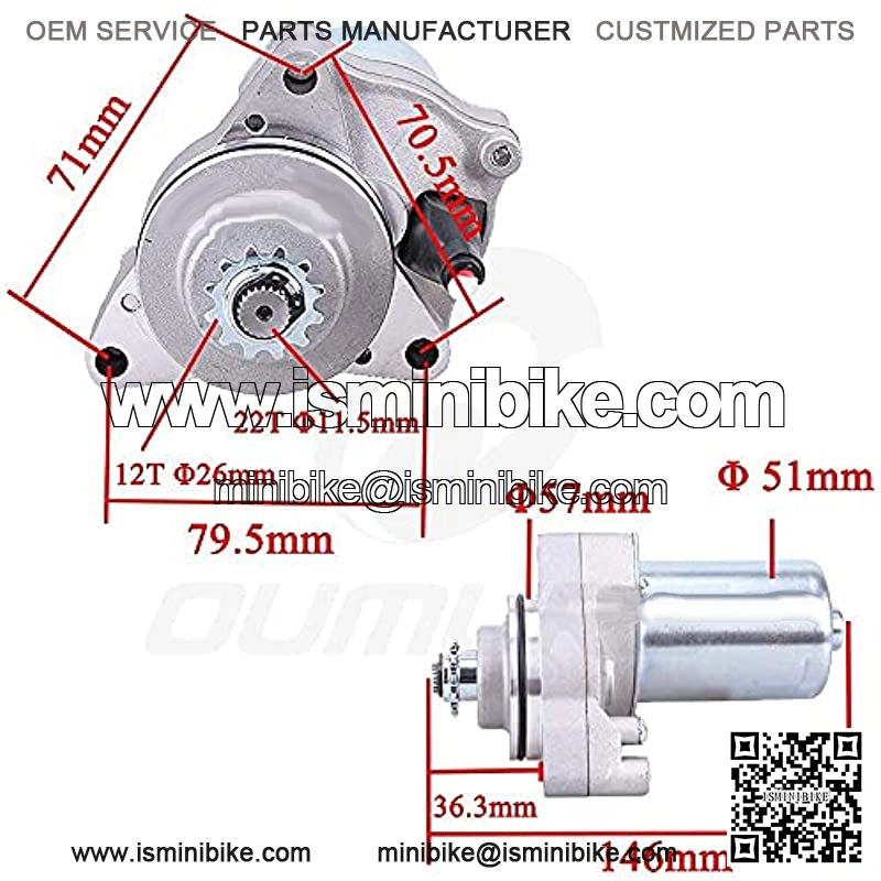 2 Bolt Starter Motor Fits for TAOTAO JETMOTO ROKETA SUNL 50cc 70cc 90cc 110cc Chinese ATV - Image 4
