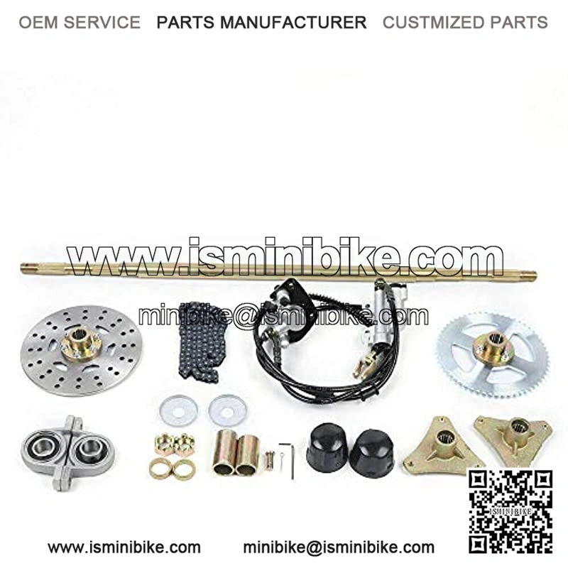 Complete Rear Axle Shaft Kit Brake Master Cylinder Caliper T8F 58T Sprocket Assembly for DIY Go Kart Mini Bike ATV Quad Buggy Rear Axle Kit + Brake Assembly + Pillow Blocks +T8F Chain