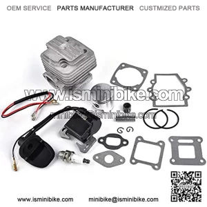 44mm Bore Cylinder Top End Kit Replacement for 2 Stroke 47cc 49cc Mini Quad Pocket Bike Ignition Coil Spark Plug 12mm Wrist Pin