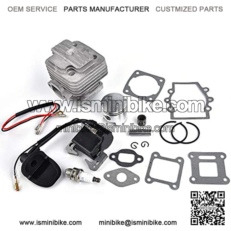 44mm Bore Cylinder Top End Kit Replacement for 2 Stroke 47cc 49cc Mini Quad Pocket Bike Ignition Coil Spark Plug 12mm Wrist Pin