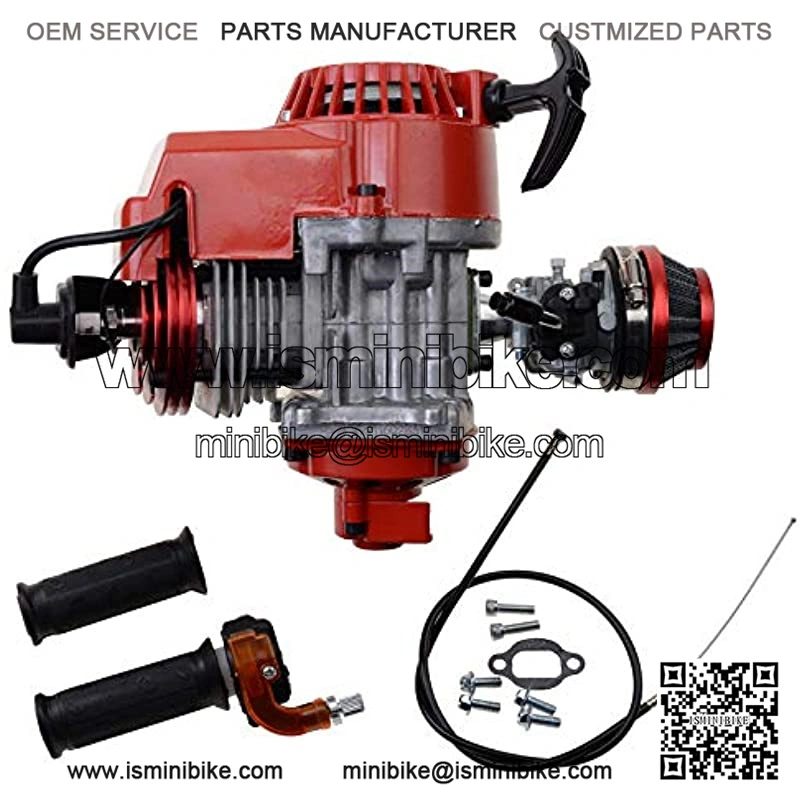 44mm Big Bore Cylinder with Recoil Starter with Carburetor and Air Filter Modified Engine Kit Replacement for 2 Stroke 43cc 47cc 49cc 52cc Mini Pocket Bike Gas Moped Scooter Red