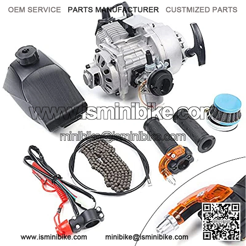 2 Stroke 49cc Engine Motor Single Cylinder Kit, High-Performance Mini Pull Start Engine for Pocket Bike Mini Dirt Bike Atv or Scooter (Us Stock) - Image 2