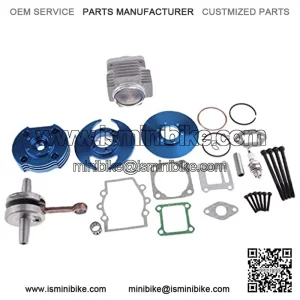 Engine Cylinder Head Crank Cover Big Bore Top End Kit for 50cc Mini Dirt Pocket Bike - Blue