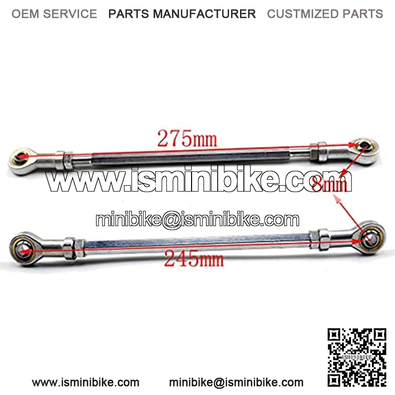 2Pcs 210mm Universal 11" x 5/16 Tie Rod End Steering Kit Go Kart Off Road ATV - Image 2