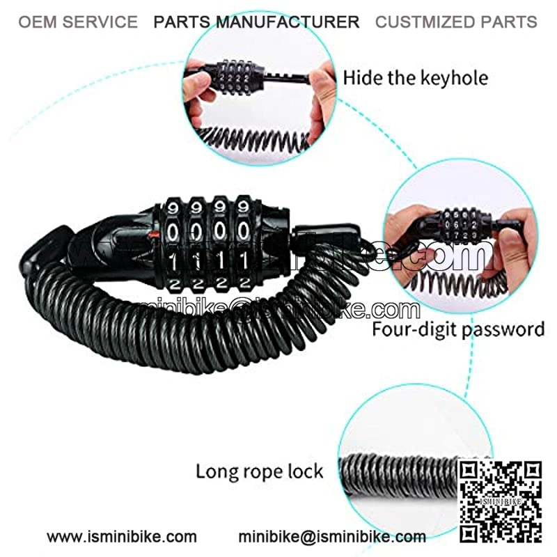 Bike Lock Cable Mini Cycling Combination Bicycle Cable Lock Portable Anti-Theft Resettable 4 Digit for Travel Locks Helmet Lock - Image 3