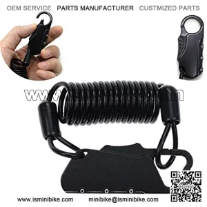 Motorcycle Helmet Lock & Cable Mini Portable Anti-Theft Resettable 3 Digit Bike Spring Combination Lock