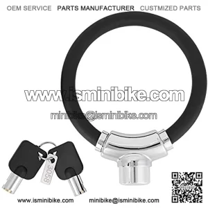 Bicycle Anti Theft Ring Lock, Black Zinc Alloy Portable Heavy Duty Bike Mini Ring Lock Bicycle Anti Theft Security Steel Cable Ring Lock with 7 Core Lock Cylinder