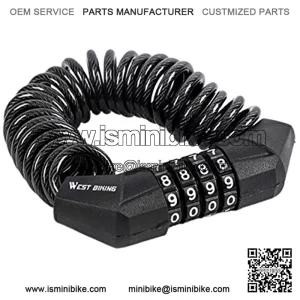 Bicycle Cable Lock, Portable Mini Bike Lock Cable, Resettable 4 Digit Combination Lock for Travel Luggage, Cycling Accessories 4.9 FT Retractable Lock