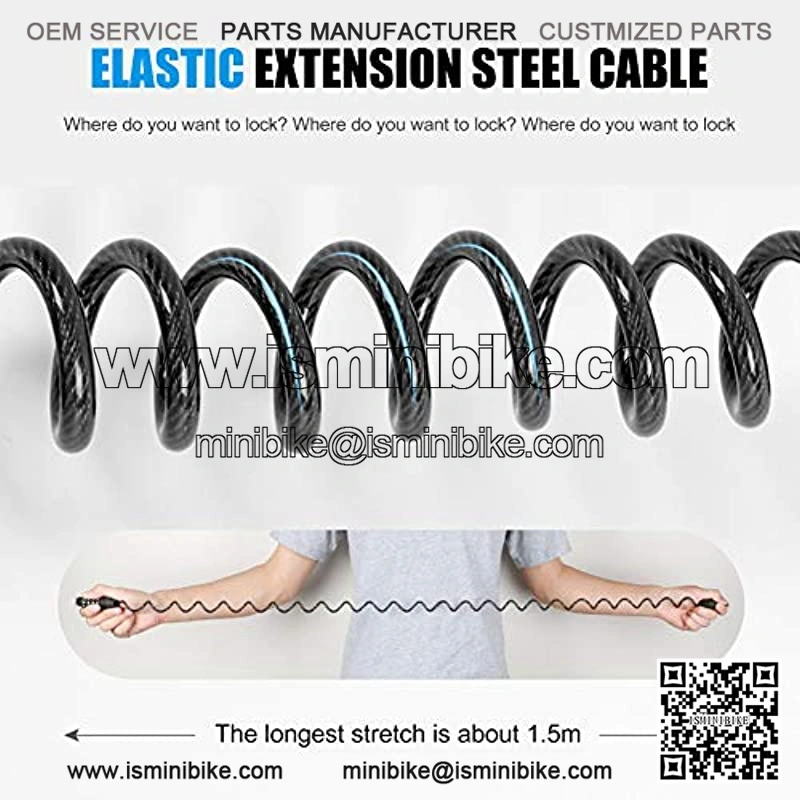Bicycle Cable Lock, Portable Mini Bike Lock Cable, Resettable 4 Digit Combination Lock for Travel Luggage, Cycling Accessories 4.9 FT Retractable Lock - Image 2