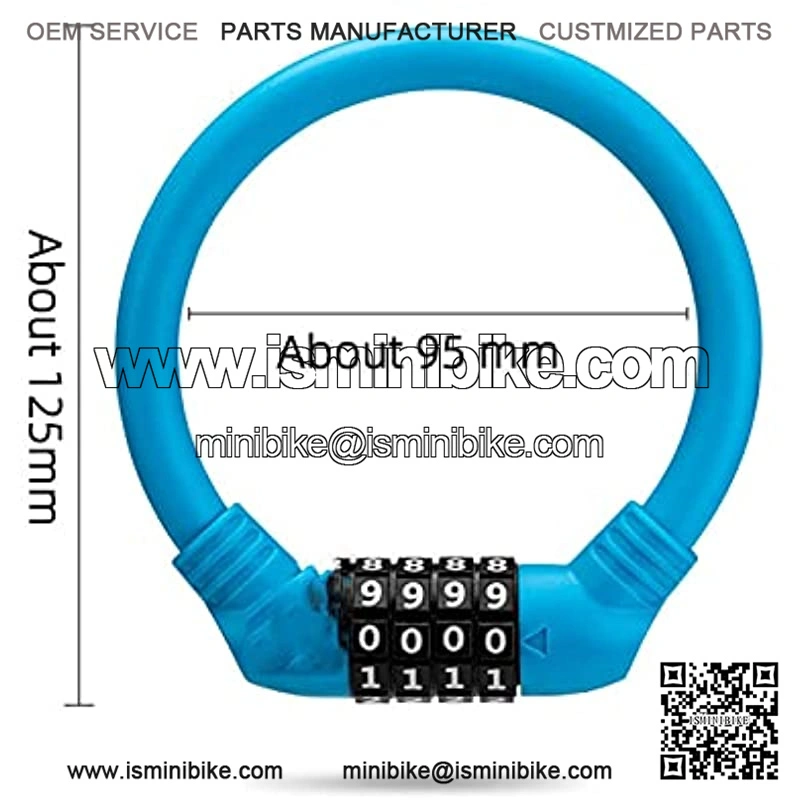 Bike Bicycle Lock PVC Soft Steel Cable Zinc Alloy Cylinder Password Lock Mini Motorcycle Helmet Lock Bike Accessories (Color : Blue, Size : B) - Image 2