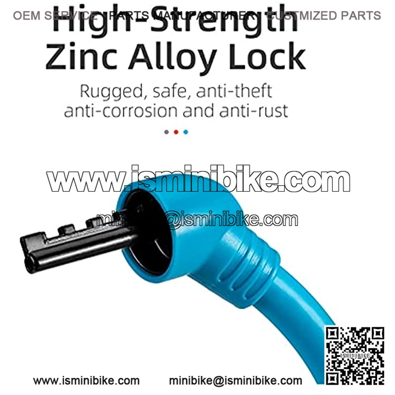 Bike Bicycle Lock PVC Soft Steel Cable Zinc Alloy Cylinder Password Lock Mini Motorcycle Helmet Lock Bike Accessories (Color : Blue, Size : B) - Image 5