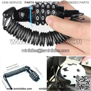 1PC Motorcycle Helmet Lock Anti-theft Digit Password Telescopic Steel Wire Cable