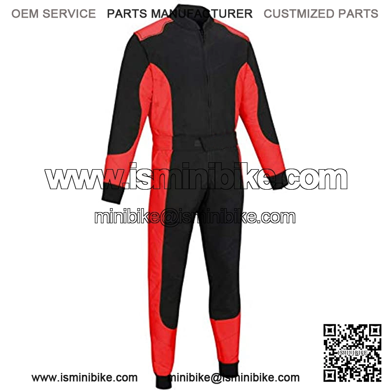 Traje de kart para adultos, de una pieza, de polialgod??n, color negro y rojo, XS)