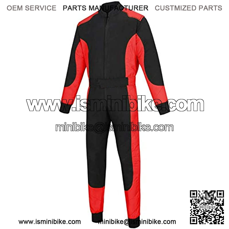 Traje de kart para adultos, de una pieza, de polialgod??n, color negro y rojo, XS) - Image 2