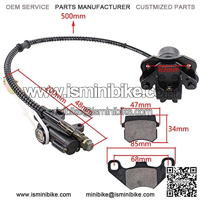 Rear Disc Brake Master Cylinder Caliper Assembly for 50cc 70cc 90cc 110cc 125cc Chinese Pit Dirt Bike Motorsports Quad Coolster ATV with Brake Pad - Image 2