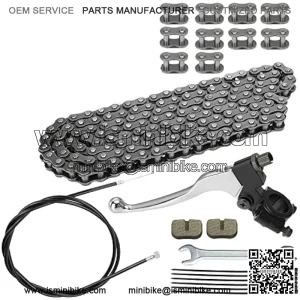 140 Links #35 Drive Chain 7/8 Left Brake Clutch Handle Lever Cable for 79cc 98cc 100cc 2.8hp Coleman CT100U CC100X Baja Doodle Bug DB30 Motovox MBX10 MBX11 Monster Moto MM-B80 MM-B105 Mini Bike