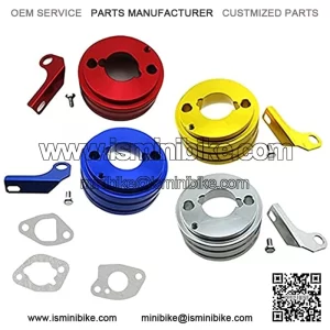 Air Filter Adapter Predator 212cc 6.5 Hp Gx160 Gx200 Clone Engine Go Kart Mini Bikes Hammerhead 80t Mudhead 606 Scorpion Rb200 Ck100 Sk100 Rtk100 Mb200-1 62mm Air Filter Kit-Red(Silver)