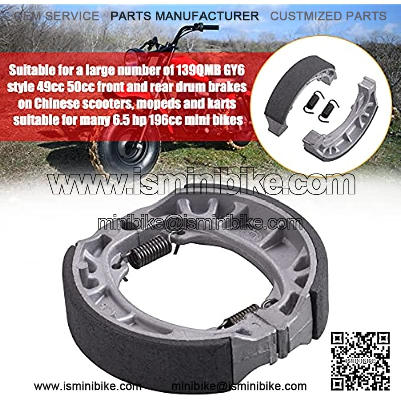 BRAKE PAD SHOE Compatible with 6.5 Hp 196cc MB165 MB200 BT200X CT200U Motorsports Mini Bike CRF70 TaoTao GY6 49cc 50cc Scooter Moped ATV - Image 4