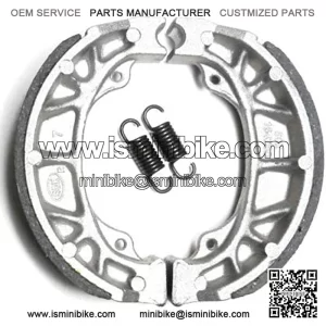 Brake Shoe Pad Set with springs and Coleman Mini Bikes, Jonway, Peace, Tao Tao Scooters. The outside diameter of these brake shoes is 105mm (4-1/8").