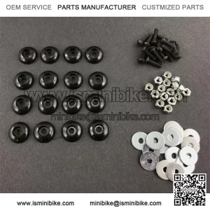 16-Piece Body Fastener Kit (Black) for Mini Bike & Go Kart - Washers Bolts Nuts