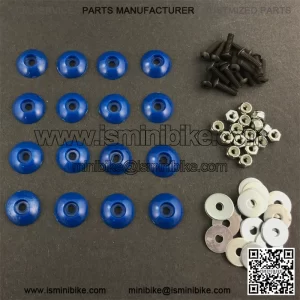 16-Piece Body Fastener Kit (Blue) for Mini Bike & Go Kart - Washers Bolts Nuts