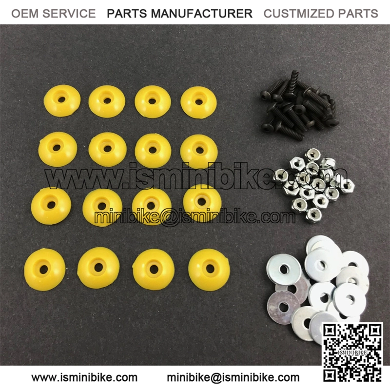 16-Piece Body Fastener Kit (Yellow) for Mini Bike & Go Kart - Washers Bolts Nuts