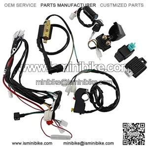 Electric Start Engine Wiring Harness, CDI Ignition Coil Wiring Harness Kit, CDI Wire Assembly fit for 4 Stroke ATV KLX 50cc 110cc 125cc Quad Bike Buggy Go Kart