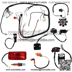 Complete Electrics Wiring Harness Coil Ignition Switch CDI Solenoid Relay Spark Plug for 4 Stroke 150cc 200cc 250cc 300cc ATV Quad Dirt Bike