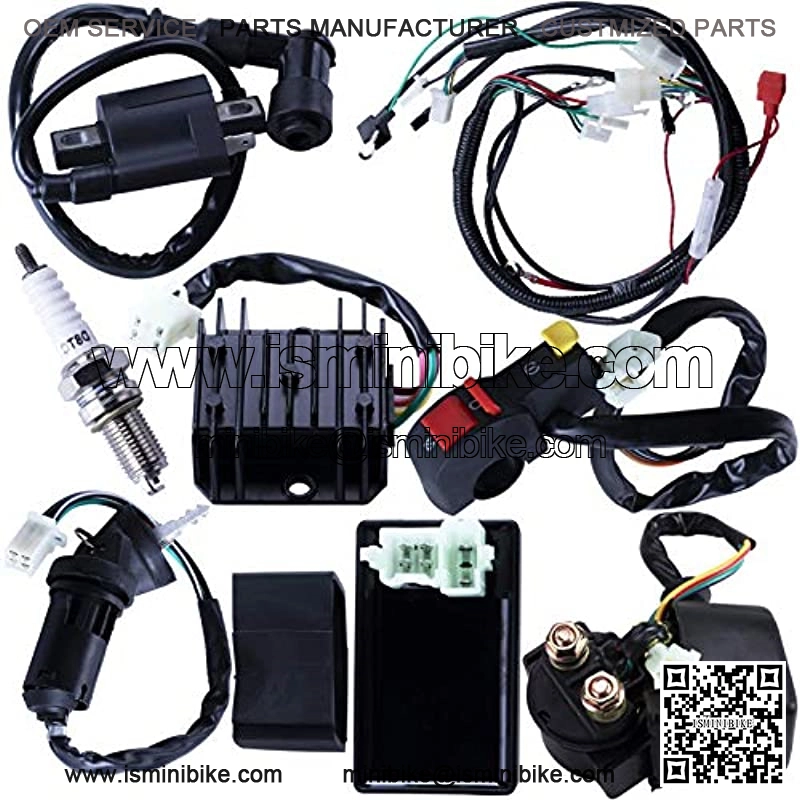 Complete Electrics Wiring Harness CDI Ignition Coil Solenoid Relay Spark Plug Kits For Chinese 4-Stroke ATV QUAD Dirt Bike 150cc 200cc 250cc Go Kart By AUTOMOTIVE