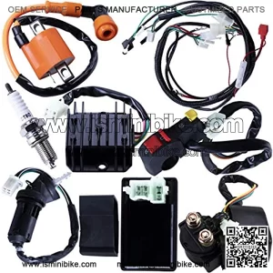 Full Electrics Wiring Harness Coil Ignition Switch CDI Solenoid Relay Spark Plug For 4 wheelers Stroke ATV 150cc 200cc 250cc Quad Bike Buggy Go Kart By AUTOMOTIVE