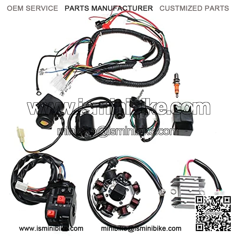 1Electric Wiring Harness Wire Loom CDI Stator Kit Set for ATV Quad 150/200/250CC