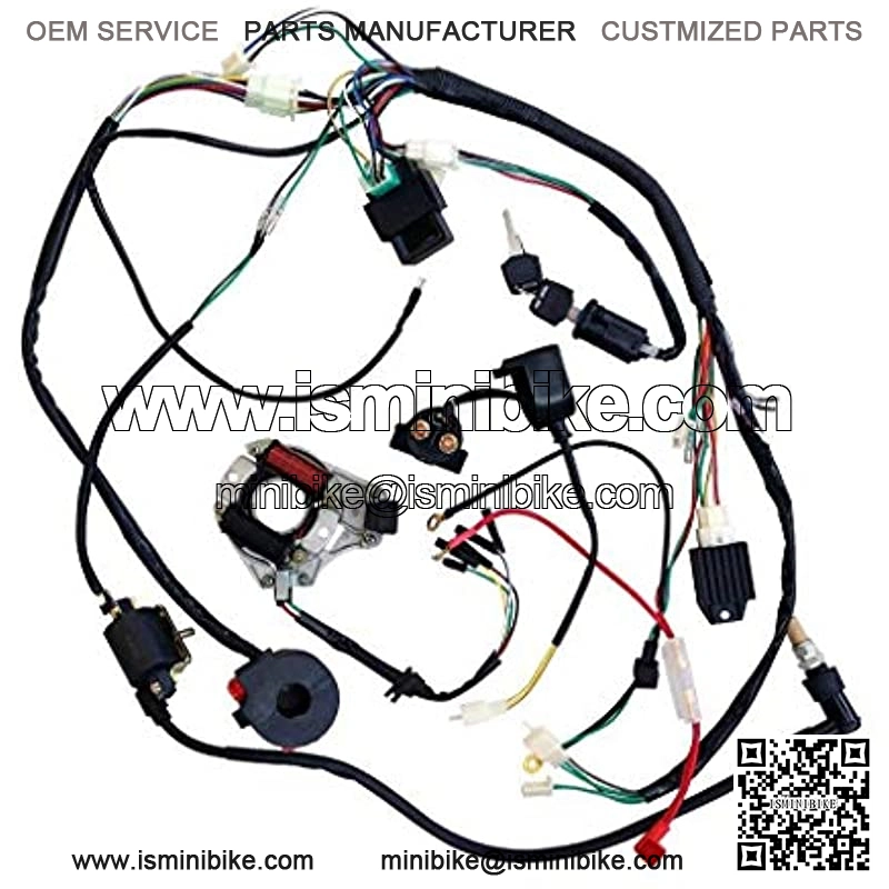Full Wiring Harness Loom kit CDI Coil Magneto Kick Start Engine for 50cc 70cc 90cc 110cc 125cc ATV Quad Bike Buggy Go Kart Pit Dirt Bikes