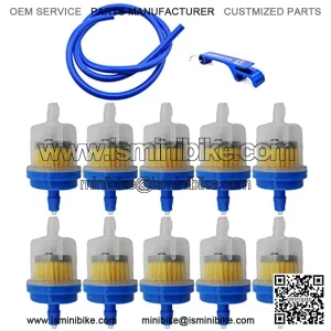 TC-Motor 1 Meter Gas Fuel Hose Line Pipe 10pcs Fuel Filter Universal For Dirt Pit Bike ATV Quad Go Kart Buggy Scooter Moped Snowmobile Motorcycle Motocross (Blue)