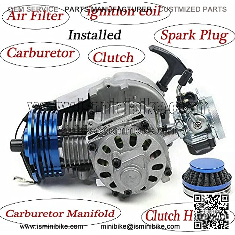 49CC Racing Engine Set 2 Stroke 1.8kw 11000rmp High Performance Single Cylinder Motor with 6 Teeth 25h Sprocket Complete Racing Engine Kit for Pocket bike Mini Dirt Bike Quad ATV - Image 2
