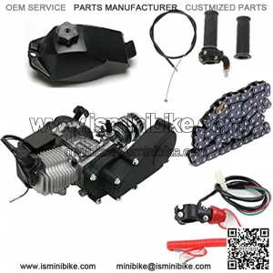 49cc 2 Stroke Mini Engine Motor Kit, Single Cylinder Air-Cooled Bicycle Motor Kit, Pull Start Engine Motor Kit for ATV Pocket Mini Quad Bike Scooter, (T8F Chain & 14 Teeth Sprocket)