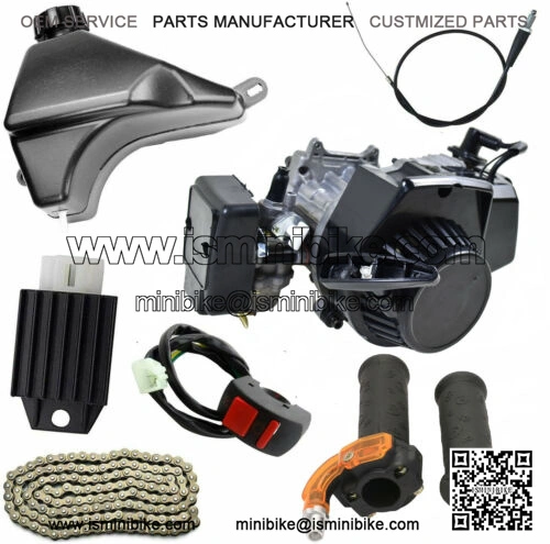 49cc 2 Stroke Engine+Tank+chain+Throttle grips cable ATV Mini Pockect Bike Quad