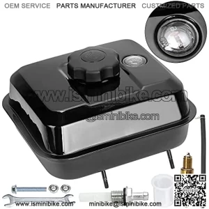 Upgrade Gas Fuel Tank with Fuel Level Gauge for Predator 212cc 196cc 6.5hp GX160 GX200 Baja Warrior MB165 MB200 Coleman CT200U BT200X KT196 Hammerhead 80T Go Kart Engine Mini Bike Parts Black