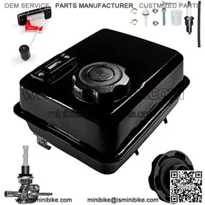 4L Gas Fuel Tank W/ Fuel Gauge & Petcock for Predator 212 Hemi Ghost Engine, Coleman CT200U BT200X 196cc Mini bike, Baja Massimo warrior MB200, 200cc Go kart Parts, Honda GX160 GX200 Motor