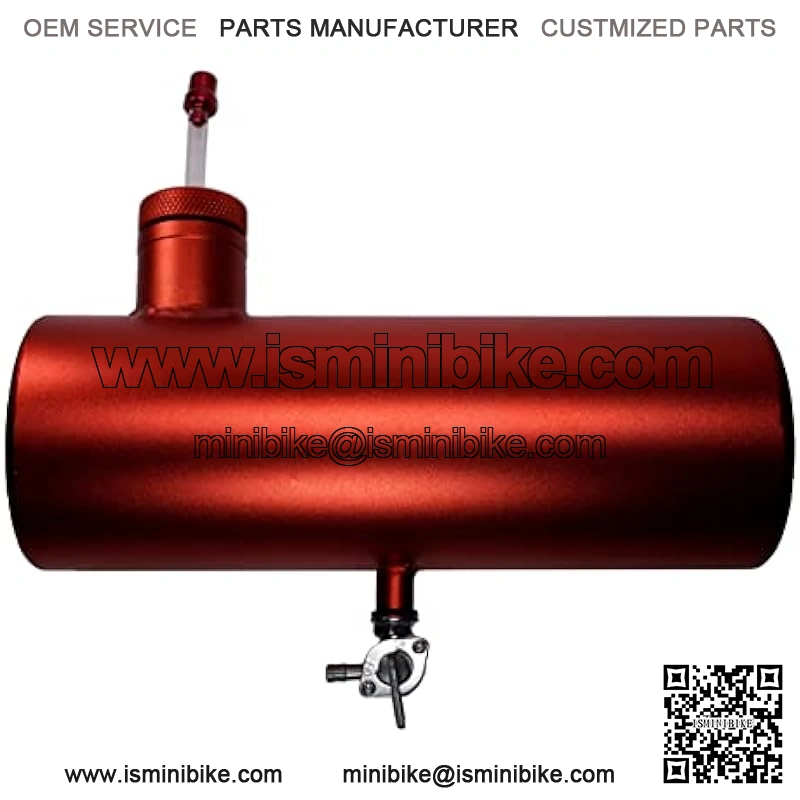 Aluminum Mini bike Gas Fuel Tank Cylinder 4x11" for Coleman Baja Montser Mega moto Predator Hemi non 212 Engine, Massimo Axis RealTree Motovox Mototec Dirt Gas Bike, Go Kart Parts (Red) - Image 3