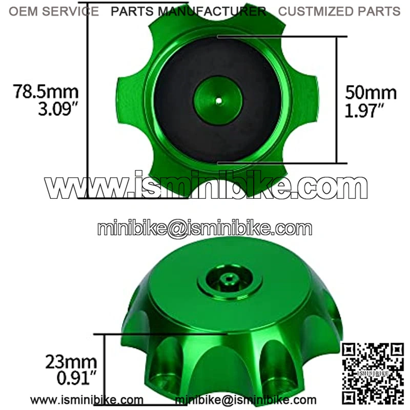 CNC Aluminum Alloy Gas Fuel Tank Cap, Mini Bike Gas Tank Cap with Vent Tube for 50cc 70cc 90cc 110cc Taotao RFZ SSR Coolster Moto 125cc 140cc 150cc 160cc ATV Pit Dirt Bike Motorcycle-Green - Image 2