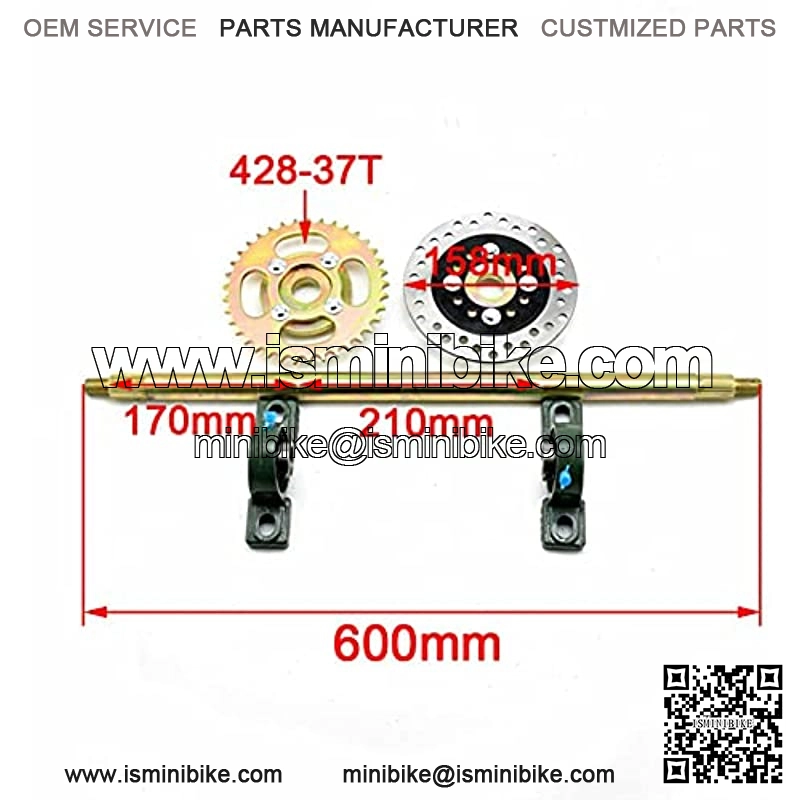 DENESTUS Go Kart 60CM Metal Rear Axle Complete Kit For Gasoline Motor Snowmobile Mountain Cycle (US Warehouse) - Image 3