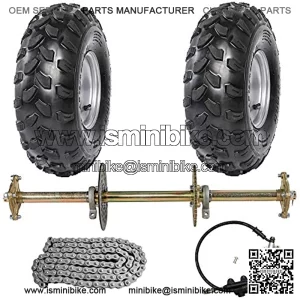 1" Steel Live Axle with 19x7-8 Tubeless Wheels Tires Rim and Chain Sprocket Brake Master Cylinder for Go Kart Quad Trike Golf Carts