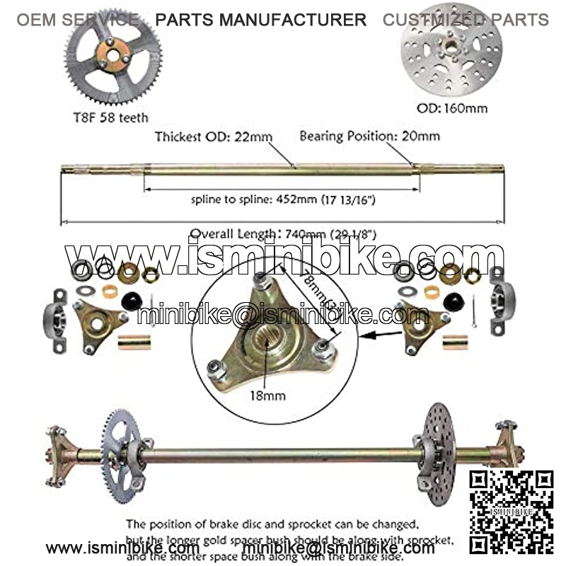 Rear Axle Shaft Kit with Brake Master Cylinder Caliper DRotor Assembly for Go Kart Quad Trike Drift Bikes - Image 2