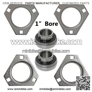 1" Rear Axle Bearings w/ 3-Hole Flangettes Go Karts Minibike Yard Fun Cart Parts