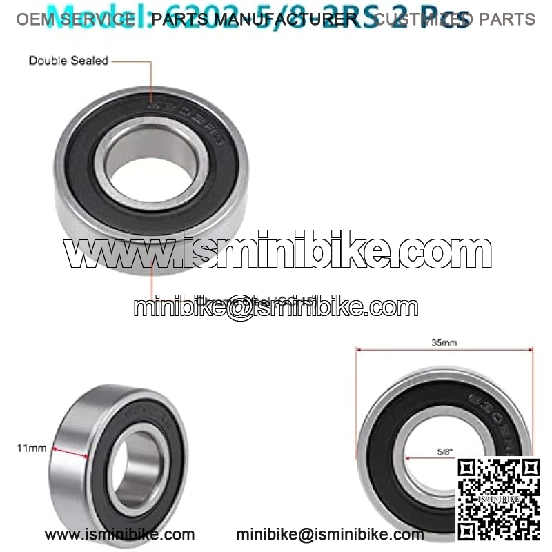 Front and Rear Wheel Bearing Set fit Coleman Powersports CT200U, CT200U-EX Trail 200 Mini Bike, Baja MB165 MB200 Mini Bikes Part# GB276-89/6202Z (2, RS) - Image 2