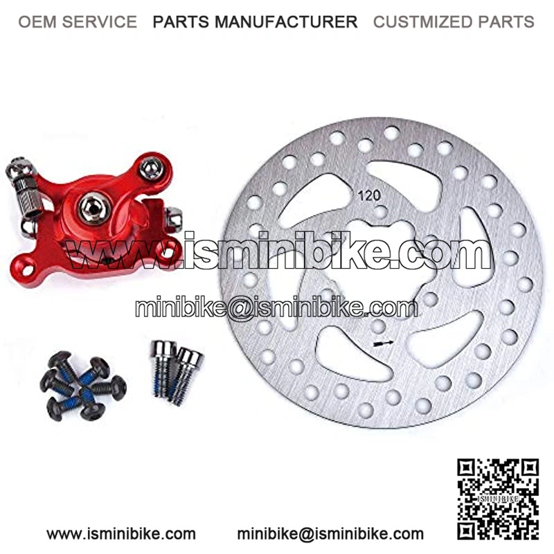 Red Rear Brake Caliper & 4.72" Disc Rotor Brake Replacement for MBX10 MBX11 Moto Rear Mini Bike