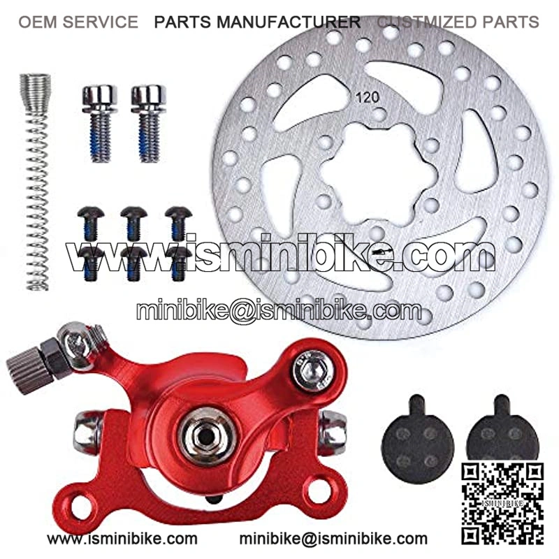 Red Rear Brake Caliper & 4.72" Disc Rotor Brake Replacement for MBX10 MBX11 Moto Rear Mini Bike - Image 2