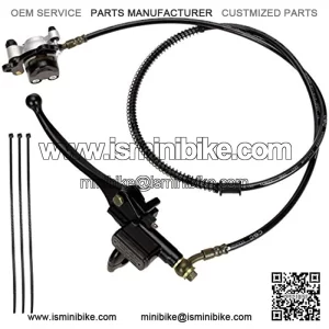 50 Inch Upgraded Left Hydraulic Disc Hand Brake master cylinder Caliper Assembly for 97cc 2.8HP Doodle bug DB30 Blitz Dirt Bug Racer Motovox Mini bike Motorsports Go Karts