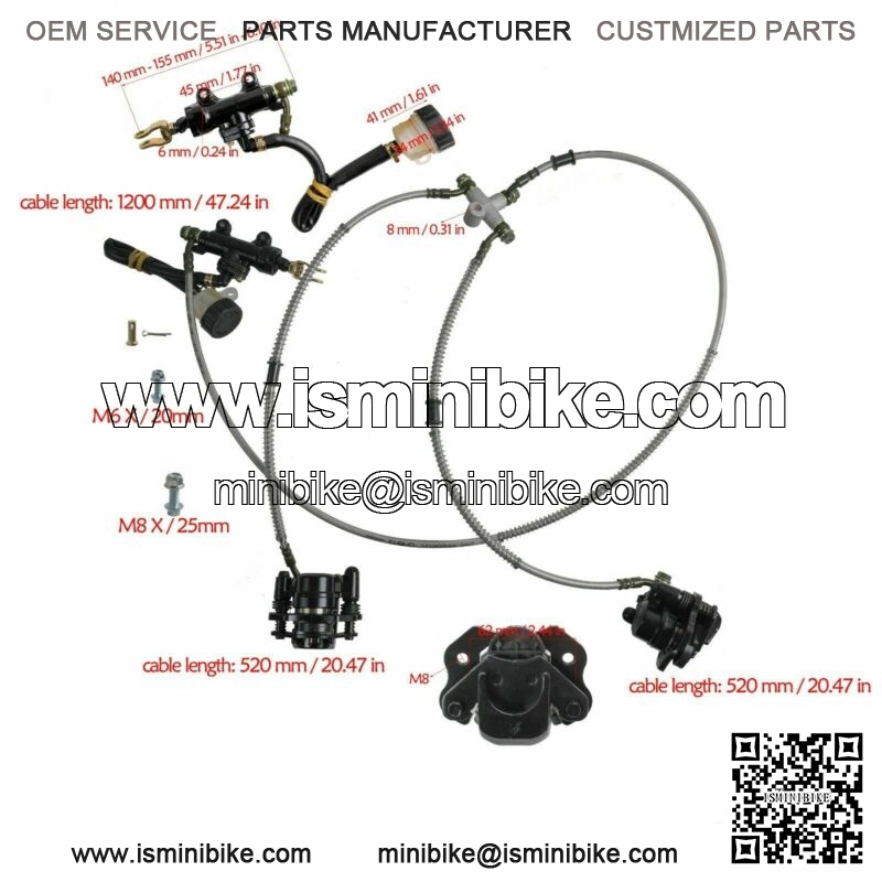 Hydraulic Rear Twin Disc Brake Caliper Master Cylinder For Go Kart ATV Golf Cart
